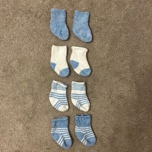 Set of 4 Blue and White Socks